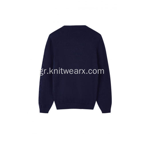 Πουλόβερ Πλεκτό Καλώδιο Υφής Crew-Neck Pullover